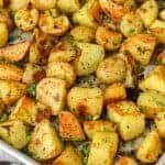 Baking sheet full of Oven Roasted Potatoes