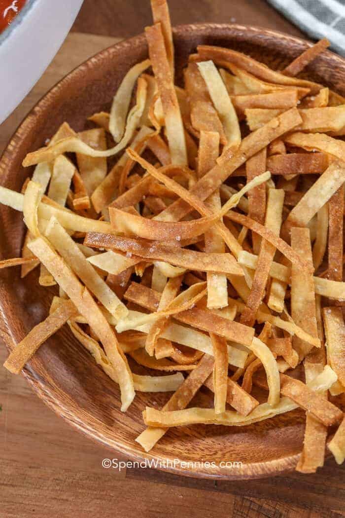 tortilla strips in bowl