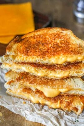 Grilled Cheese Sandwiches on parchment paper