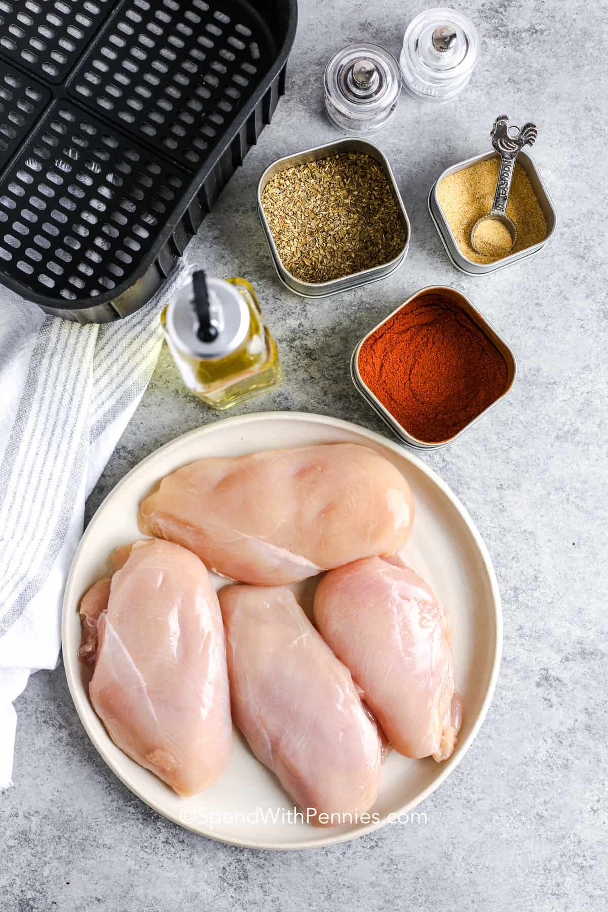 Ingredients for air fryer chicken breast