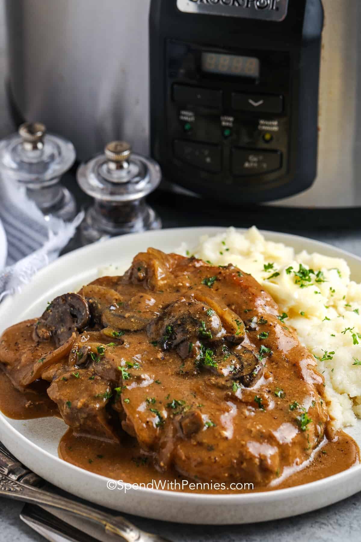 plated Crock Pot Pork Chops