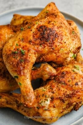 plated Air Fryer Chicken Legs