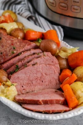 plated Instant Pot Corned Beef