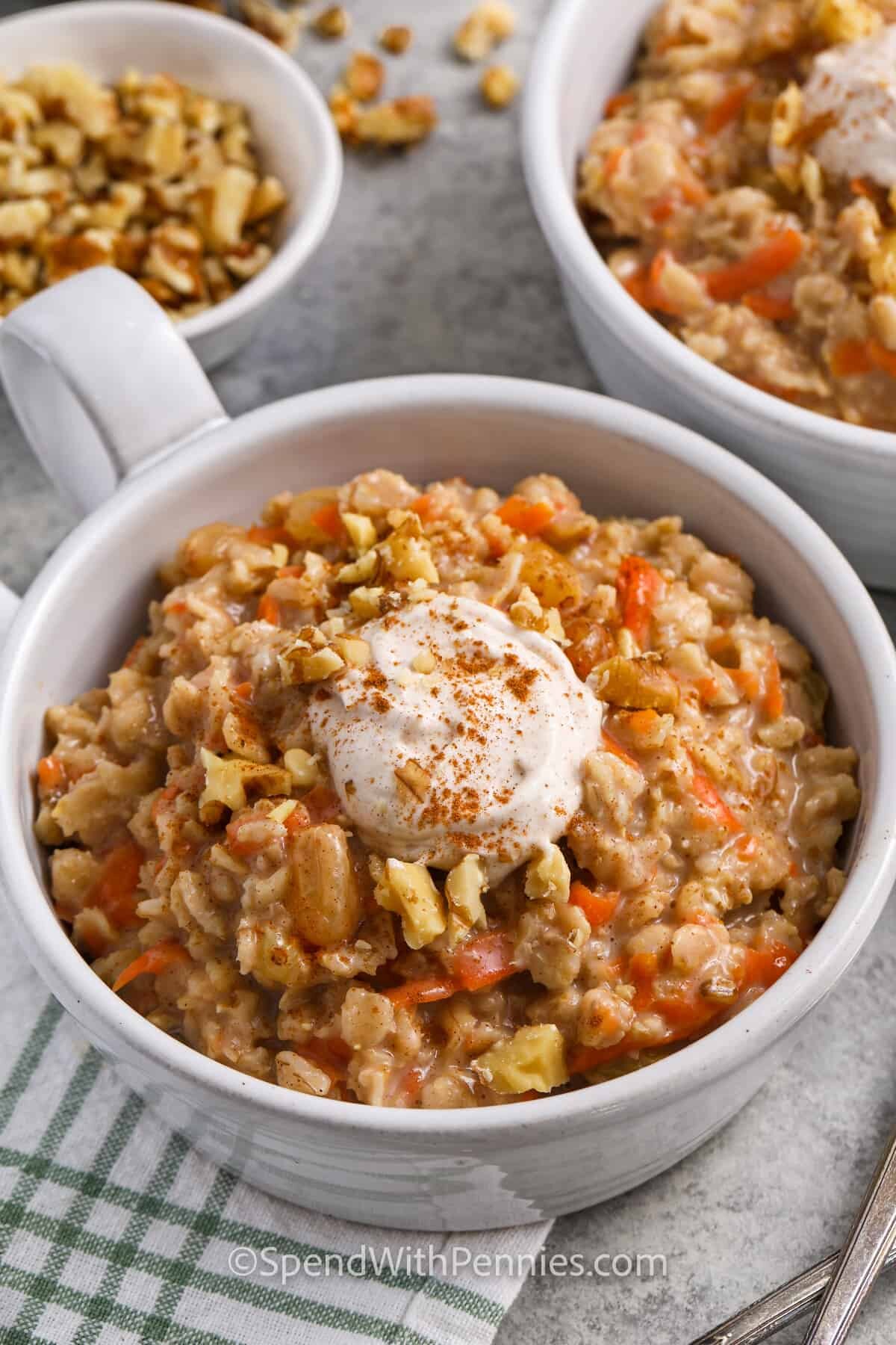 Carrot Cake Oatmeal with cream cheese yogurt